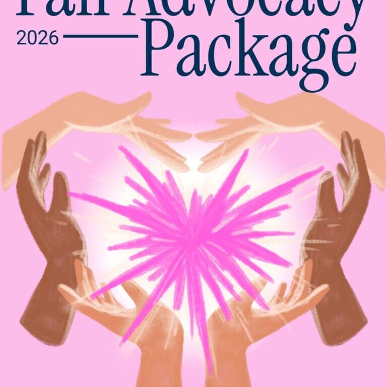 CFUW Fall Advocacy Package 2026 cover graphic. Multiple illustrated hands arranged in a circle surround a bright pink burst of light against a soft pink background. The CFUW logo appears at the top, and the slogan “Realizing potential. For all women.” appears at the bottom.